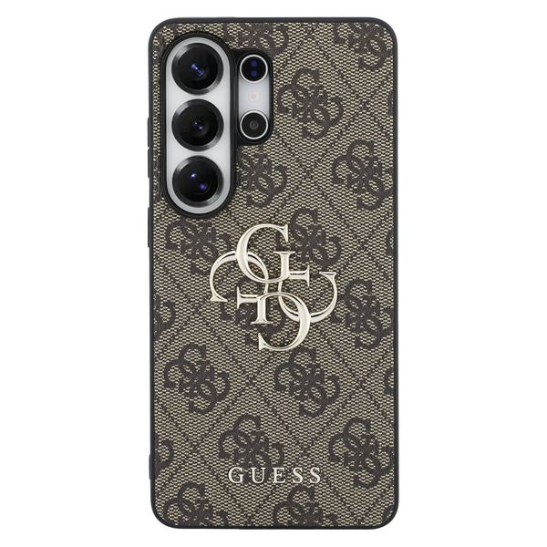 Guess Coque arrière en cuir 4G avec MagSafe Samsung Galaxy S26 Ultra - Gold Edge - Brown