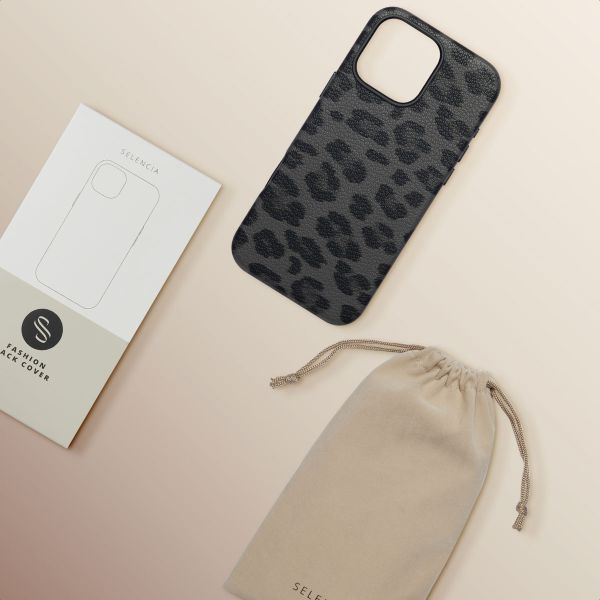 Selencia Coque Sabi imprimé panthère avec MagSafe Apple iPhone 16 Pro Max - Midnight Black