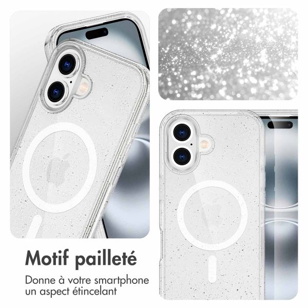 imoshion Coque Pailletée avec MagSafe Apple iPhone 16 - Paillettes Transparent
