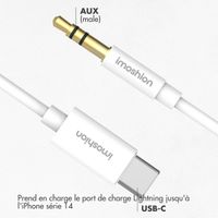 imoshion ﻿Câble AUX - Câble audio 3,5 mm / Jack vers USB-C - Mâle vers USB-C - 1 mètre - Blanc