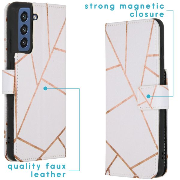 imoshion Design Softcase Bookcase Samsung Galaxy S21 FE - White Graphic