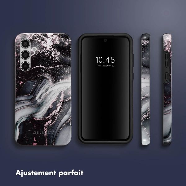 Selencia Coque arrière Vivid Tough Samsung Galaxy A55 - Chic Marble Black