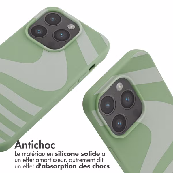 imoshion Coque design en silicone avec cordon Apple iPhone 14 Pro - Retro Green