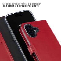 Selencia Étui de téléphone portefeuille en cuir véritable iPhone 16 - Rouge