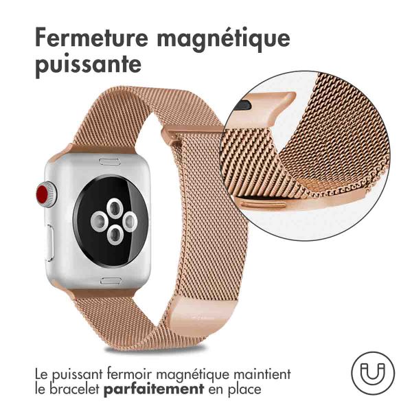 imoshion Bracelet magnétique milanais Apple Watch Series 1 á 10 / SE / Ultra (2) (44/45/46/49 mm) - Taille M - Rose Dorée