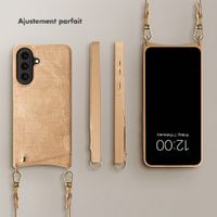 Selencia Coque de télephone Nova Croco avec cordon et porte-cartes Samsung Galaxy A57 (5G) - Toasted Almond
