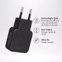 Accezz Chargeur GaN Ultra Slim - USB-C - 20 W - Noir