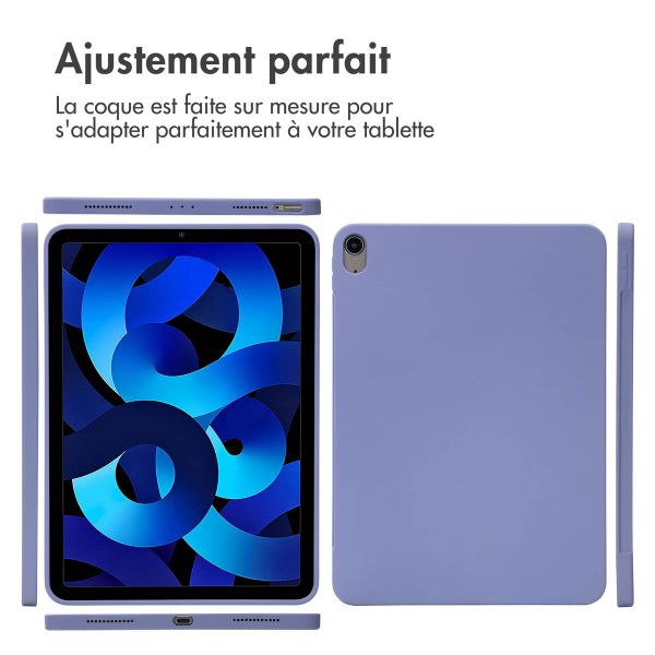 Accezz Coque Liquid Silicone avec porte-stylet iPad Air 11 pouces (2024) M2 / Air 5 (2022) / Air 4 (2020) - Lila