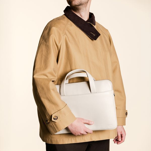 Accezz Leather Sac ordinateur 16 pouces - Beige