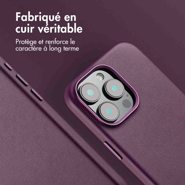Accezz Coque arrière en cuir avec MagSafe Apple iPhone 16 Pro Max - Heath Purple