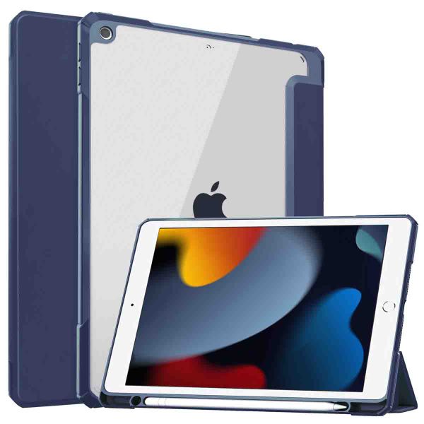 imoshion Coque tablette rigide Trifold Apple iPad 9 (2021) 10.2 pouces / iPad 8 (2020) 10.2 pouces / iPad 7 (2019) 10.2 pouces - Bleu foncé