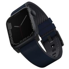 Uniq Bracelet Straden étanche en cuir Apple Watch Series 1 t/m 11 / SE / Ultra (44/45/46/49 mm) - Prussian