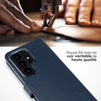 Selencia Étui portefeuille en cuir véritable Samsung Galaxy S26 Ultra - Bleu foncé