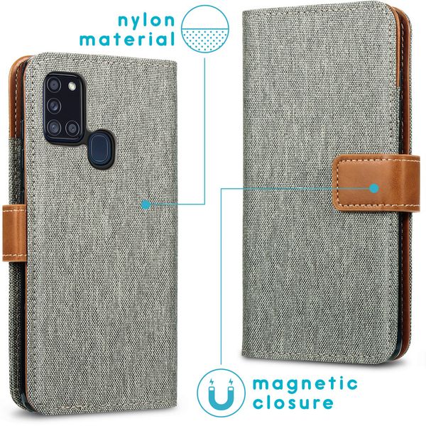 imoshion Étui de téléphone portefeuille Canvas Luxe Galaxy A21s