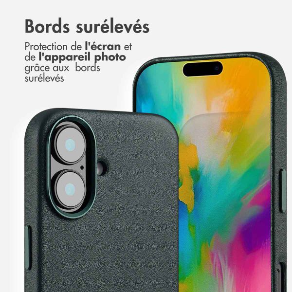 Accezz Coque arrière en cuir avec MagSafe Apple iPhone 16 - Cedar Green