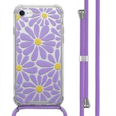 imoshion Coque Design avec cordon Apple iPhone SE (2022 / 2020) / 8 / 7 - Tropical Violet Flowers Connect