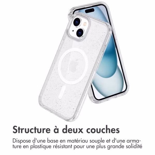 imoshion Coque Pailletée avec MagSafe Apple iPhone 15 - Paillettes Transparent