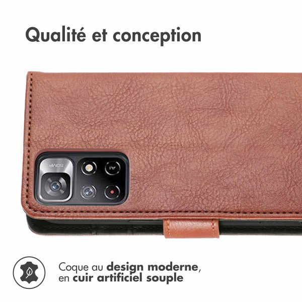 imoshion Étui de téléphone portefeuille Luxe Xiaomi Redmi Note 11 (4G) / Note 11S (4G) - Brun