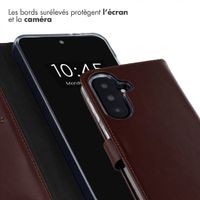 Selencia Étui portefeuille en cuir véritable Samsung Galaxy A37 (5G) - Marron foncé