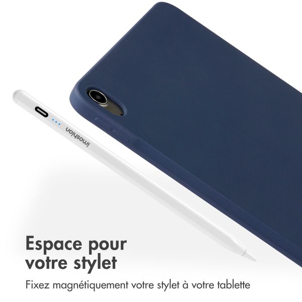 Accezz Coque Liquid Silicone avec porte-stylet iPad Air 11 pouces (2025) M3 / (2024) M2 / Air 5 (2022) / Air 4 (2020) - Bleu foncé