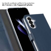 Selencia Étui portefeuille en cuir véritable Samsung Galaxy A36 / A56 - Bleu
