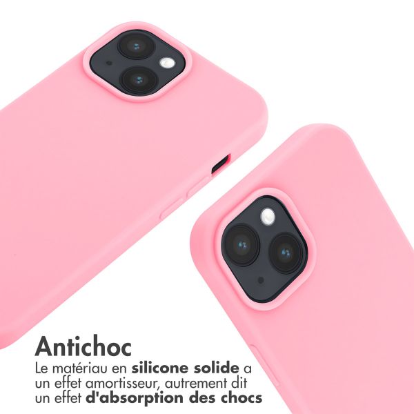 imoshion Coque en silicone avec cordon Apple iPhone 15 - Rose