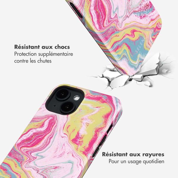 Selencia Coque arrière Vivid Tough avec MagSafe iPhone 14 - Marble Pink