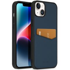 Accezz Coque en cuir de qualité supérieure avec fentes pour cartes Apple iPhone 14 Plus - Bleu foncé