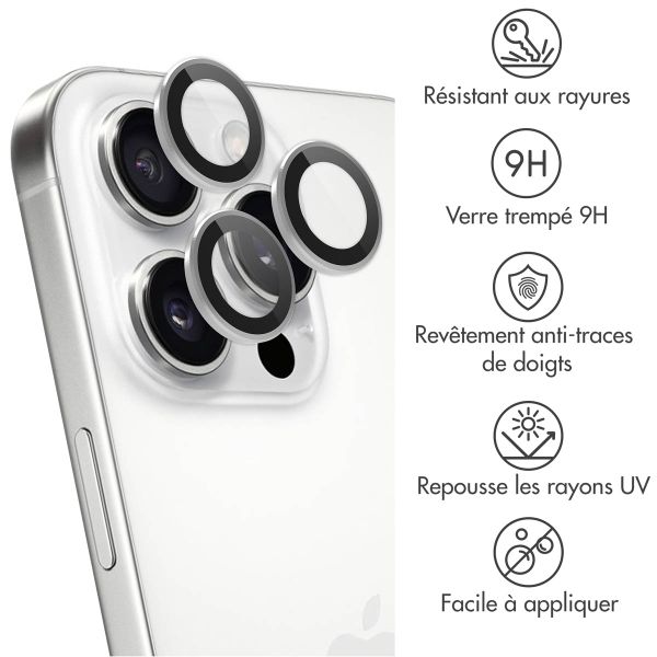 imoshion Lot de 2 protections d'objectif de caméra Apple iPhone 16 Pro / 16 Pro Max - Blanc / Titanium