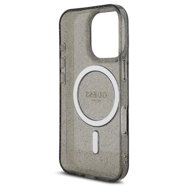 Guess MagSafe IML Glitter Case avec beads strap Apple iPhone 16 Pro Max - Noir