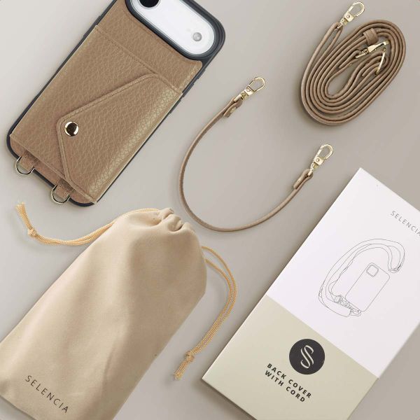 Selencia Coque de télephone Sera avec cordon et porte-cartes enveloppe Apple iPhone Air - Taupe