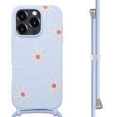 imoshion Coque design en silicone avec cordon Apple iPhone 16 Pro Max - Lila Flower Distance