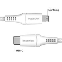 imoshion ﻿Câble Lightning vers USB-C - Non MFi - Textile tressé - 1 mètre - Blanc