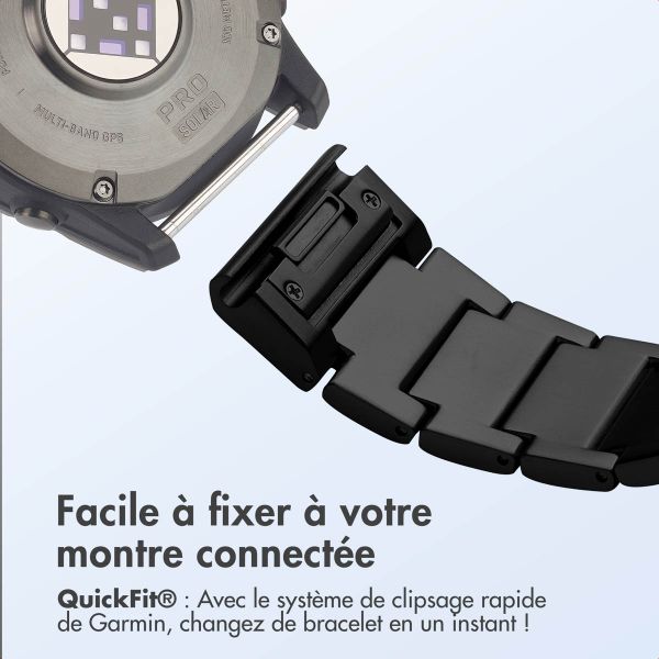 Accezz Bracelet en acier Titane mat  - Connexion Garmin 26 mm - Noir