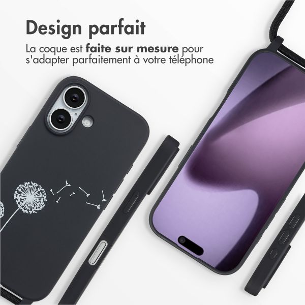 imoshion Coque design en silicone avec cordon Apple iPhone 17 - Dandelion Black