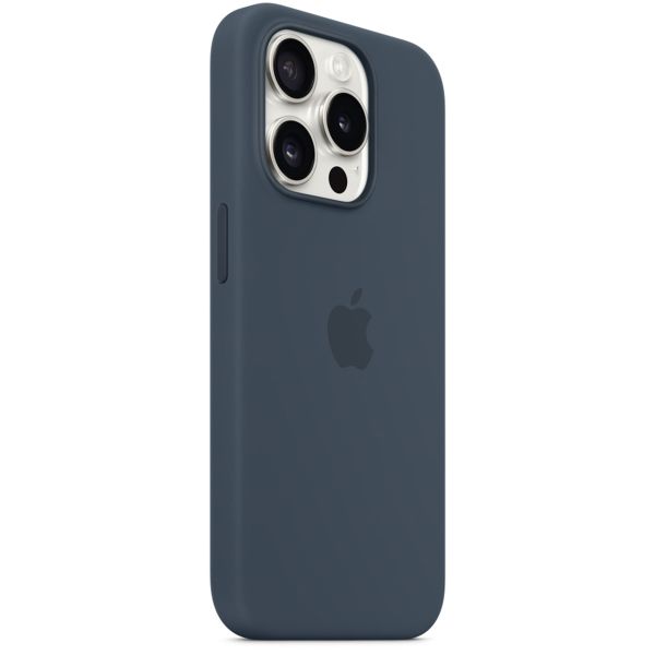 Apple Coque en silicone MagSafe iPhone 15 Pro - Storm Blue