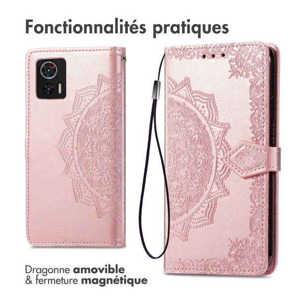 imoshion Etui de téléphone portefeuille Mandala Motorola Edge 30 Neo - Rose Dorée