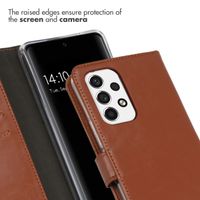 Selencia Étui portefeuille en cuir véritable Samsung Galaxy A53 - Marron clair