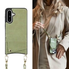 Selencia Coque Croco avec cordon et porte-cartes Nova Samsung Galaxy A36 / A56 - Sage Green