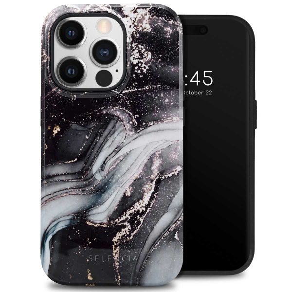 Selencia Coque arrière Vivid Tough iPhone 14 Pro - Chic Marble Black