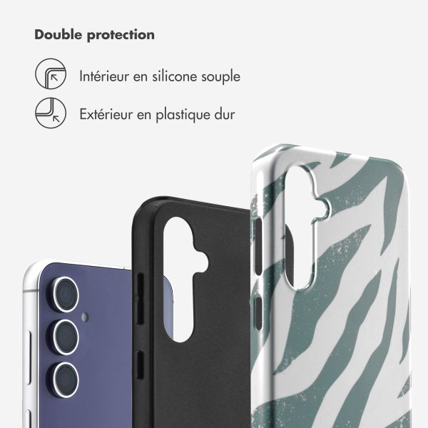 Selencia Coque arrière Vivid Samsung Galaxy S23 FE - Colorful Zebra Pine Blue