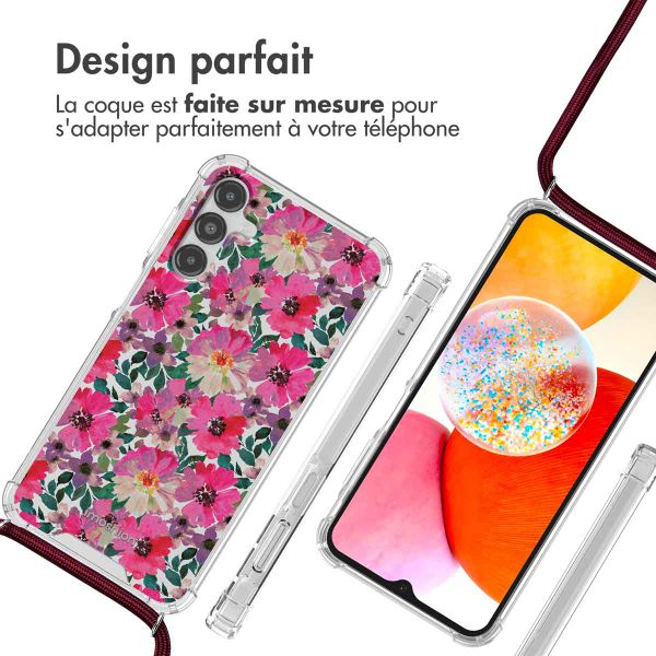 imoshion Coque Design avec cordon Samsung Galaxy A14 (5G/4G) - Flower Water