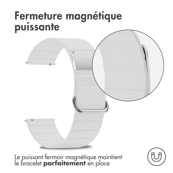 imoshion Bracelet en cuir magnétique - Connexion universelle de 22 mm - Blanc