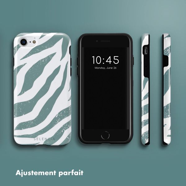 Selencia Coque arrière Vivid Tough iPhone SE (2022 / 2020) / 8 / 7 / 6(s) - Colorful Zebra Pine Blue