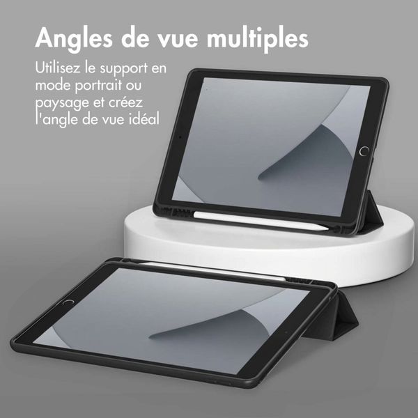 Accezz Coque tablette portefeuille Smart Silicone Apple iPad 9 (2021) 10.2 pouces / iPad 8 (2020) 10.2 pouces / iPad 7 (2019) 10.2 pouces - Noir