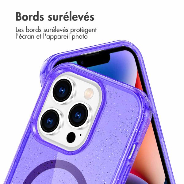 imoshion Coque Pailletée avec MagSafe Apple iPhone 14 Pro - Paillettes Violet