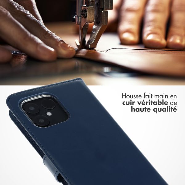 Selencia Étui portefeuille en cuir véritable Fairphone 6 - Bleu foncé