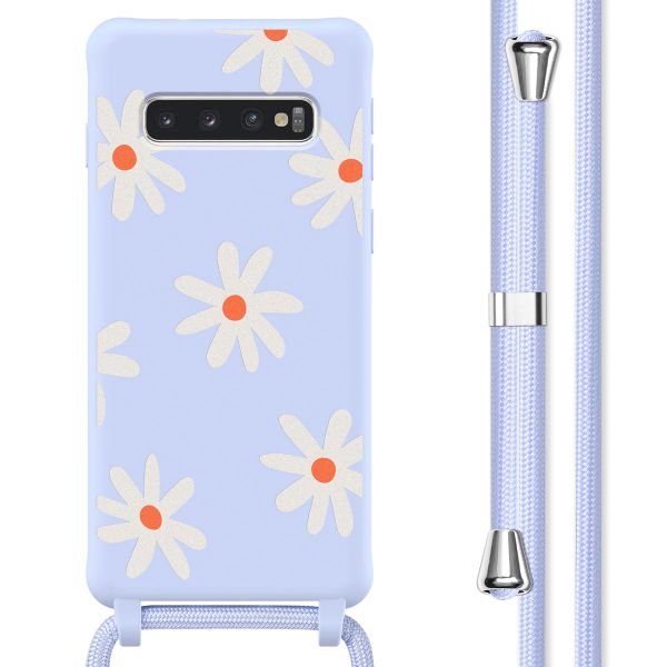 imoshion Coque design en silicone avec cordon Samsung Galaxy S10 - Lila Flower Distance