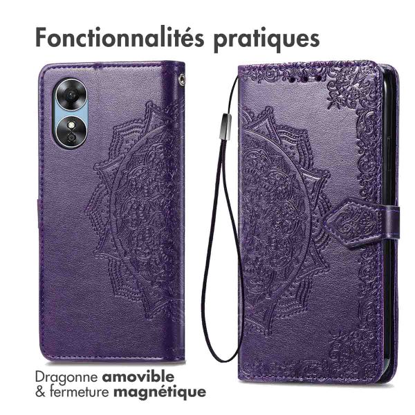 imoshion Etui de téléphone portefeuille Mandala Oppo A17 - Violet