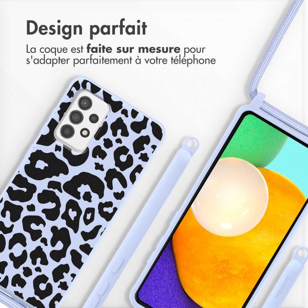 imoshion Coque design en silicone avec cordon Samsung Galaxy A52(s) (5G/4G) - Animal Lila